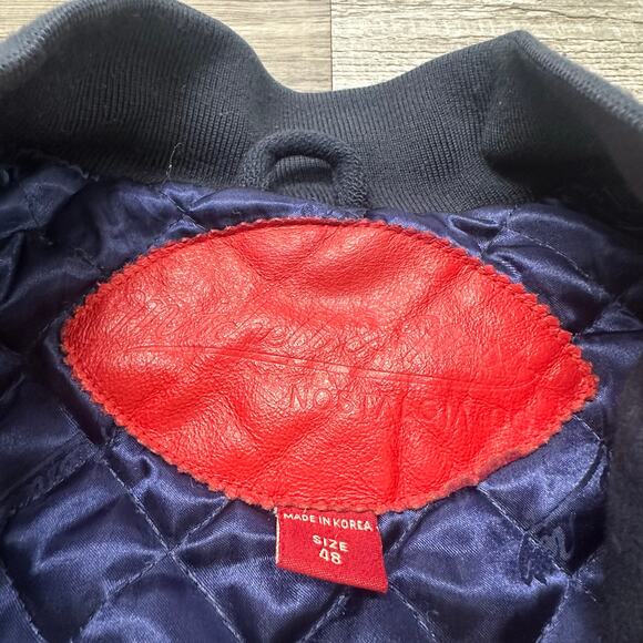 Mitchell & Ness Mens L‎ Wool Insulated Varsity Football Leather Letterman Jacket - Picture 4 of 9